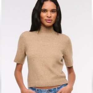 A&F Sparkle Lurex Mockneck Sweater Tee